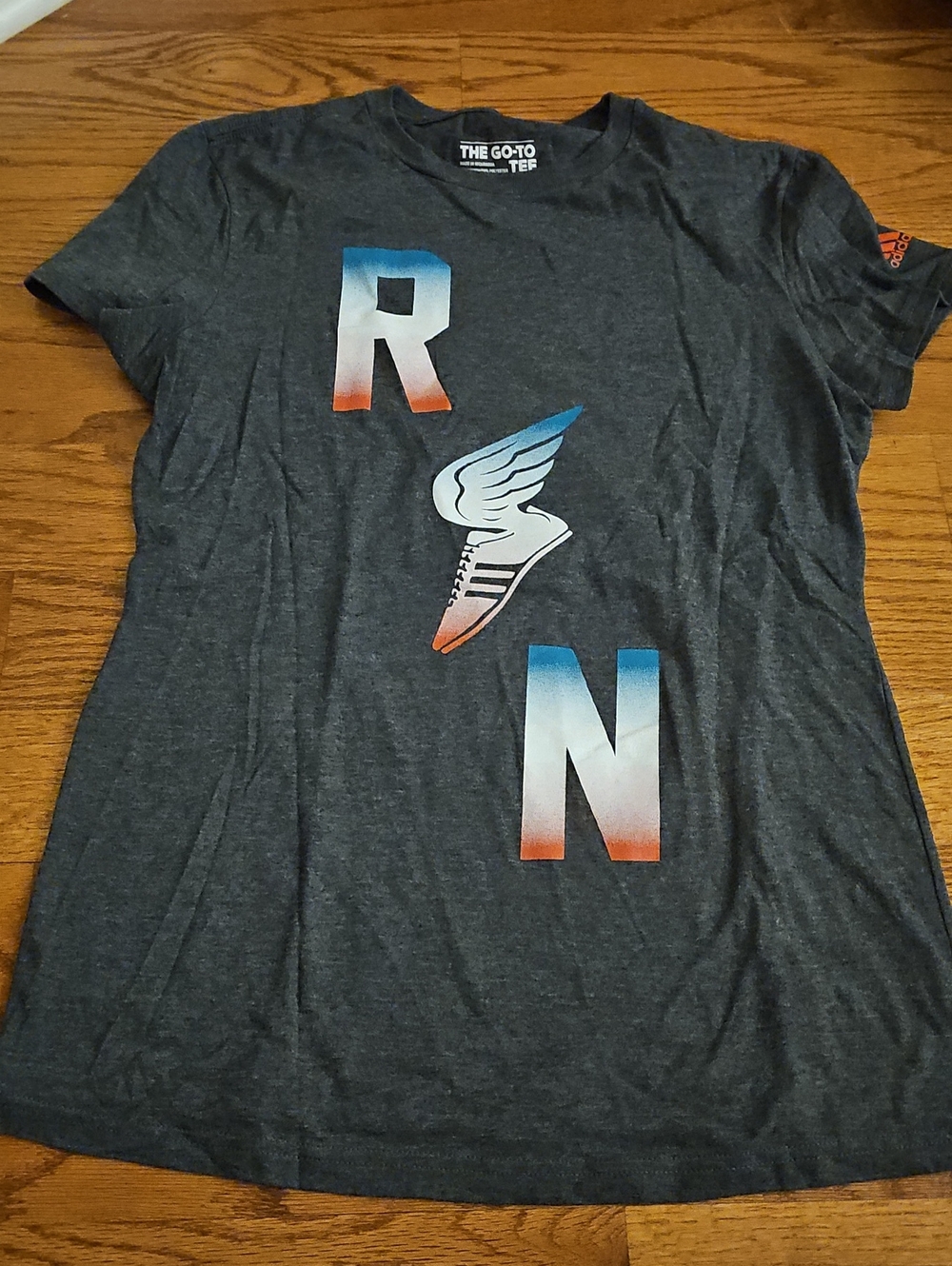 Adidas Women’s Charcoal Grey 'Run' Graphic Tee